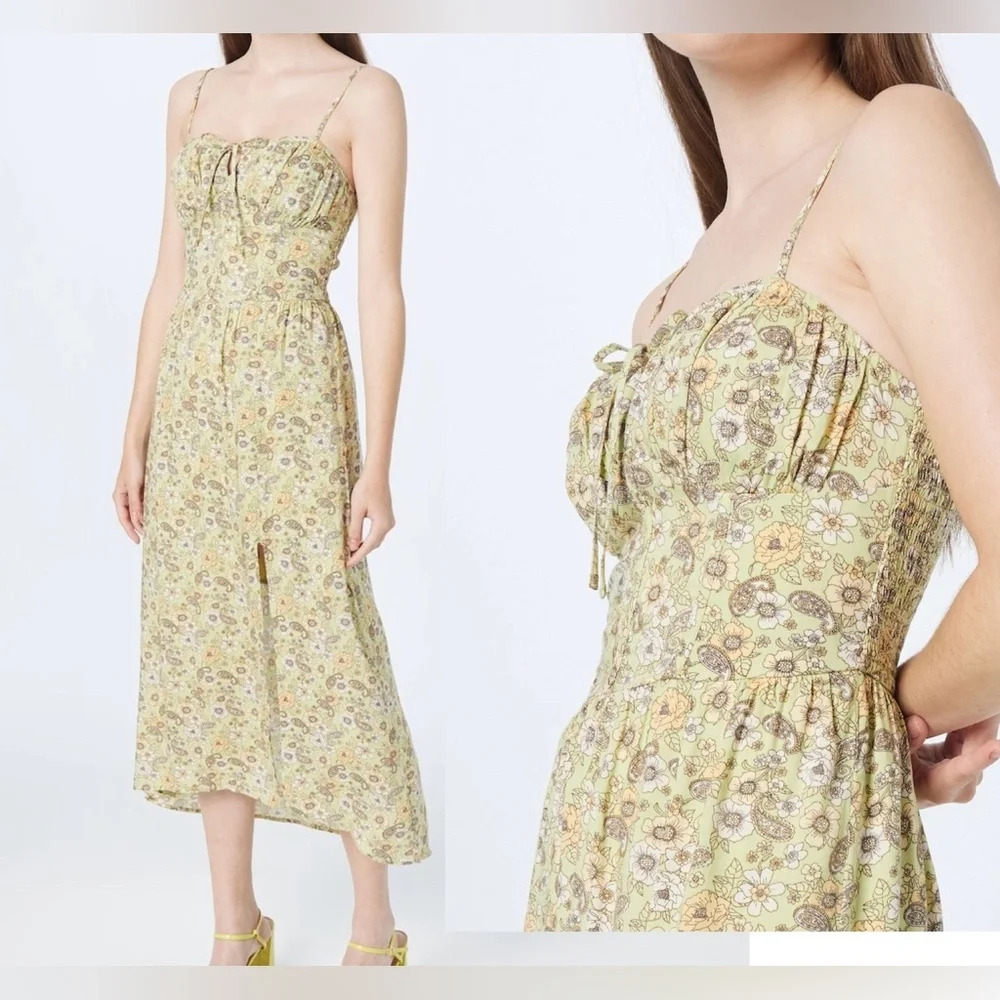 Hollister Summer Dress S Floral Structured Midi Dress Cottagecore Dainty